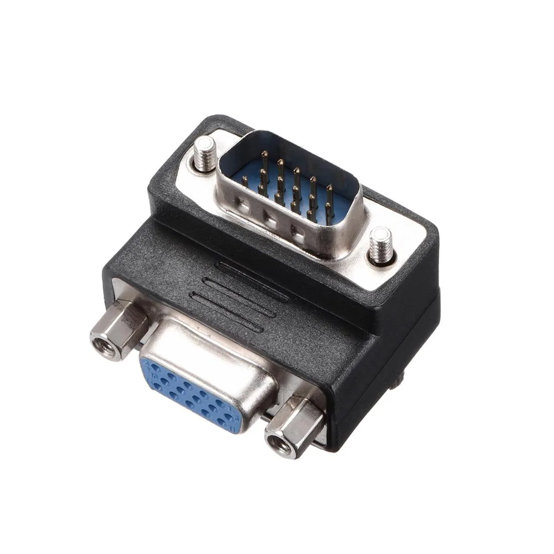 Unique-Bargains Unique-Bargains DB15 VGA Gender Changer 15 Pin Female to Male Right Angle Black — product photo