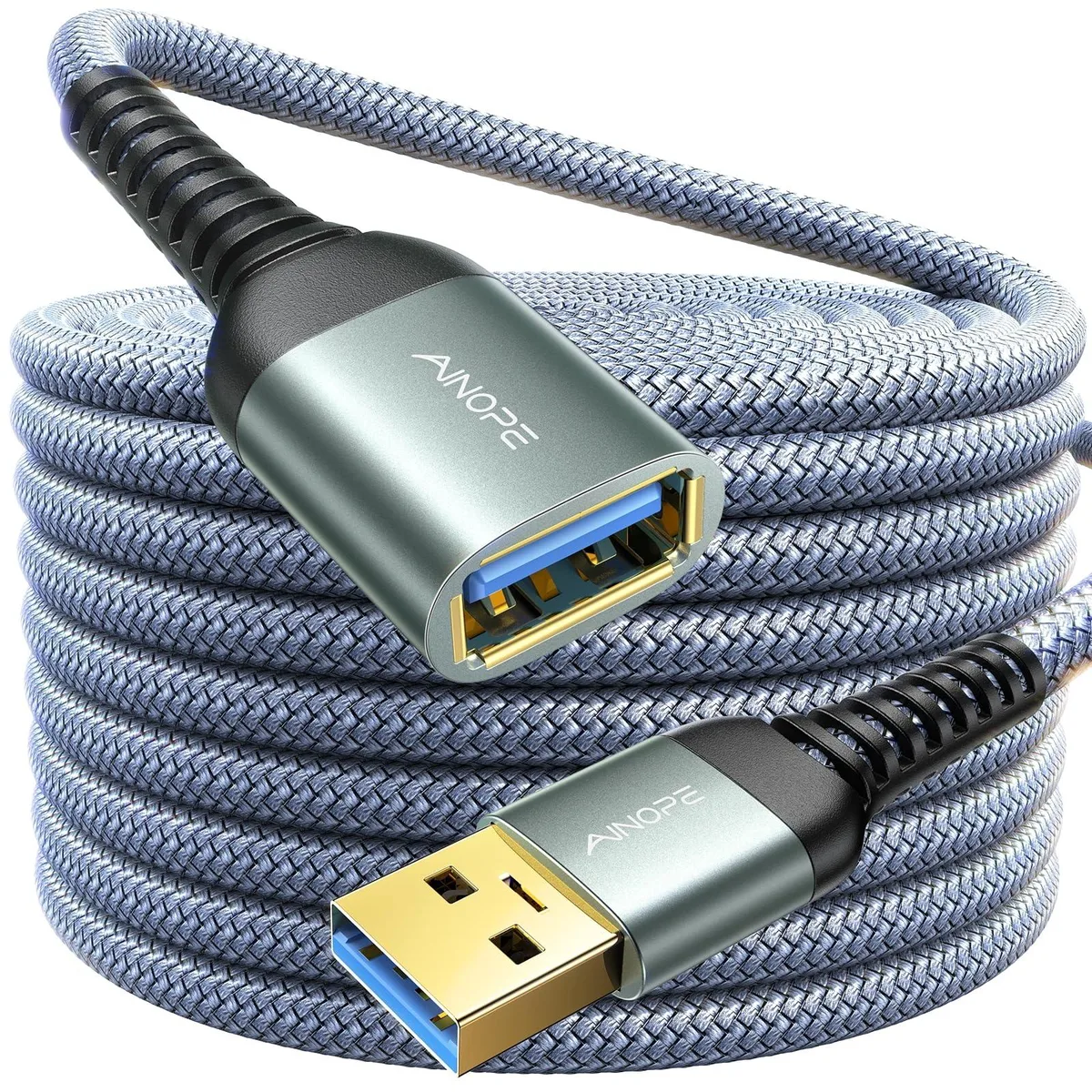 AINOPE USB 3.0 Extension Cable 16 ft Grey Male to Female — product photo