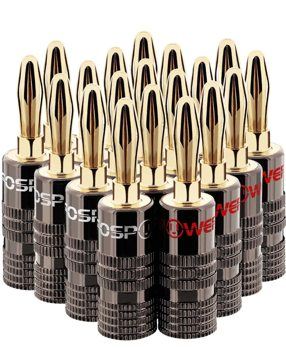 FosPower FosPower Banana Plugs 10 Pairs 20 pcs Closed Screw 24K Gold Plated — product photo