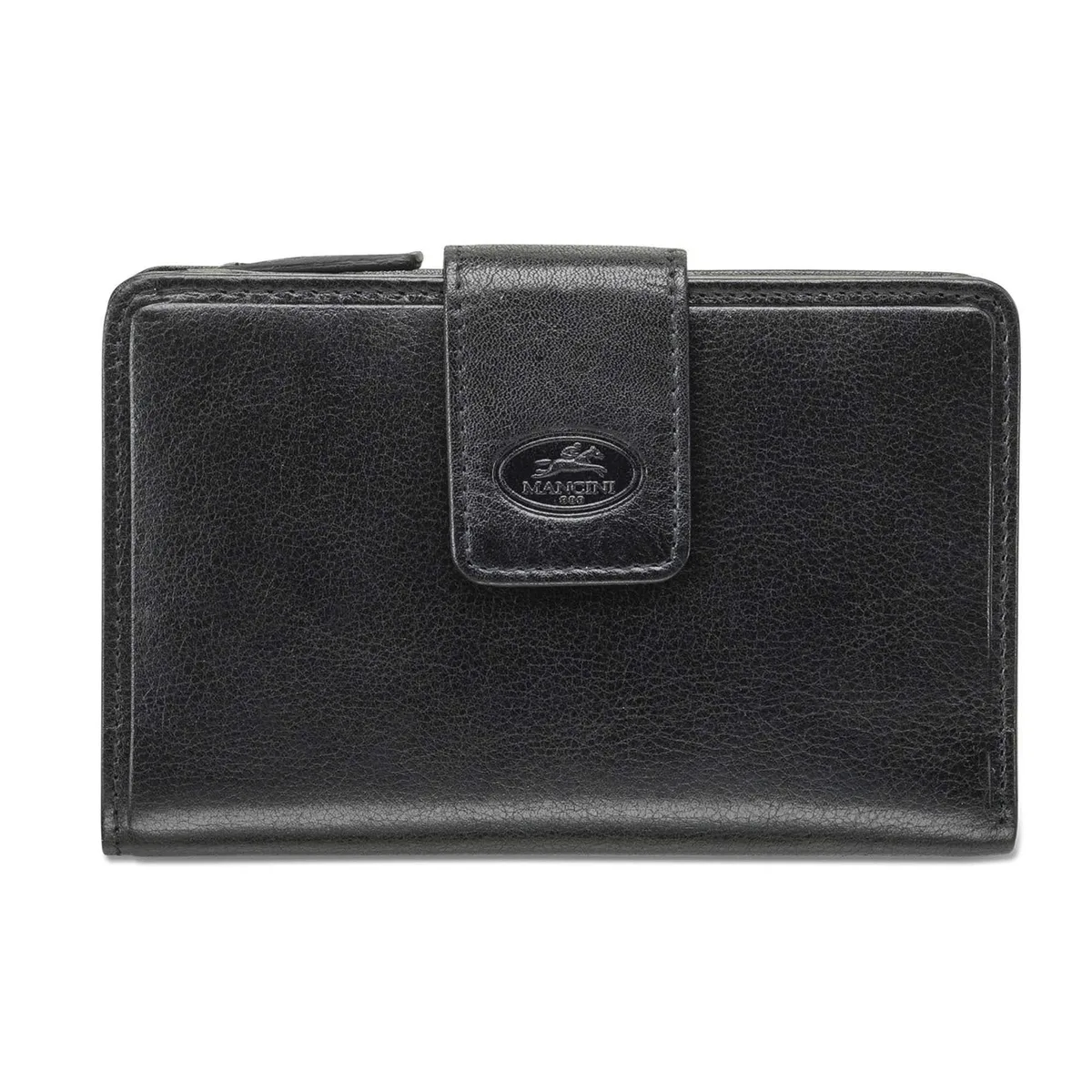 Mancini Leather Goods Mancini Leather Goods Equestrian-2 Ladies' RFID Secure Medium Clutch Wallet Black — product photo