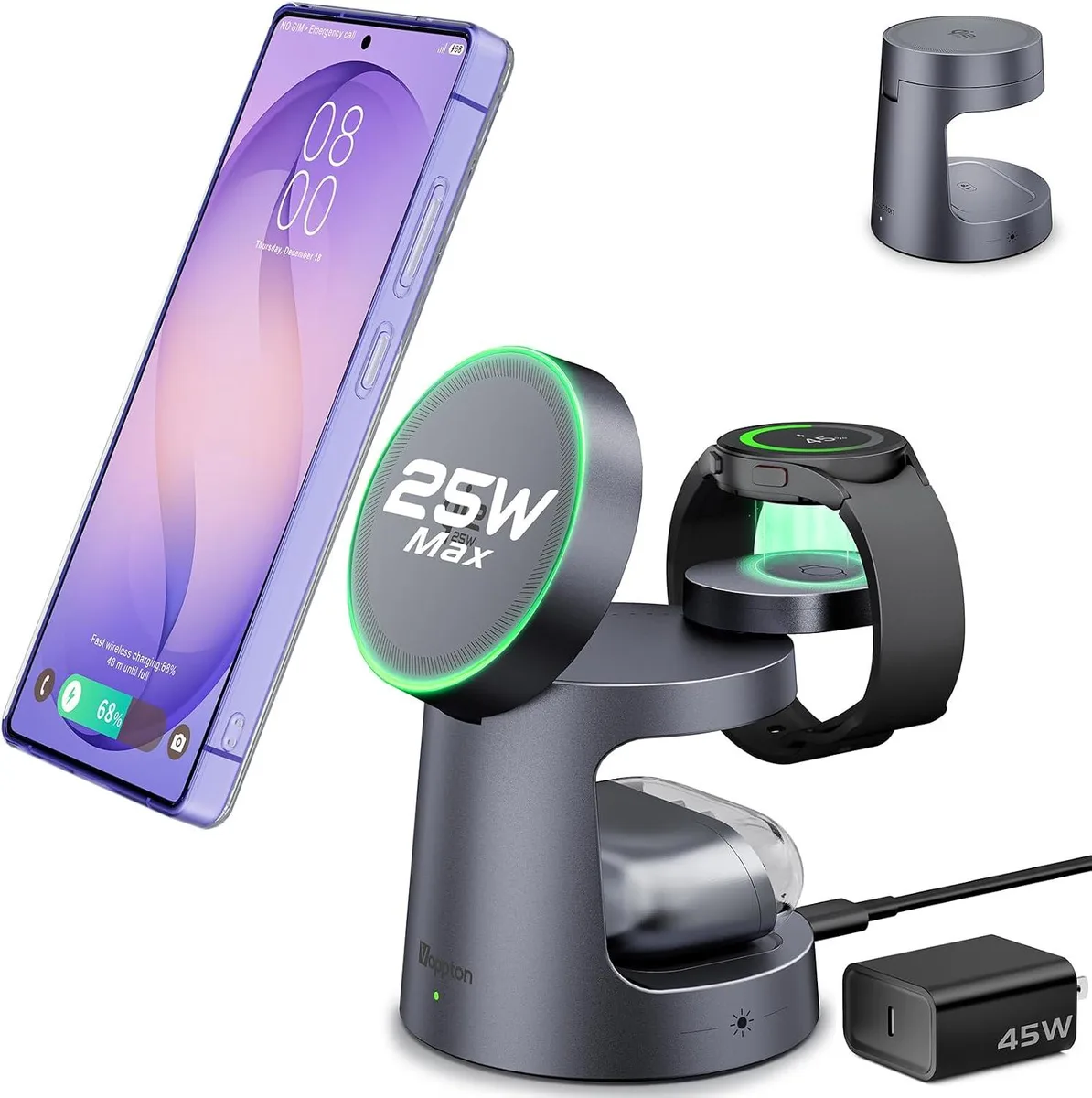Luisport Luisport 3-in-1 Magnetic Wireless Charger Qi2.2 25W Night Light — product photo