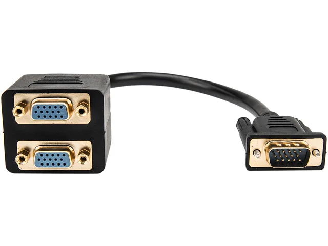 Rocstor Rocstor Y10A209-B1 VGA Splitter Cable 1 ft 15-pin HD-15 Male to 2x Female Black — product photo