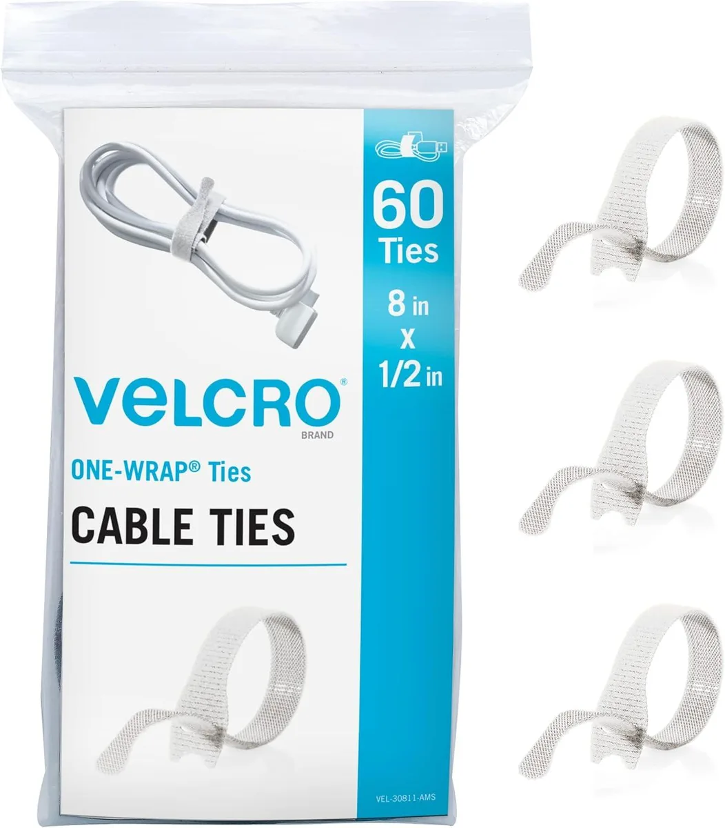 Ennovor Ennovor White Cable Ties Heavy Duty 60Pc Bulk Pack 8 x 1/2 ONE-WRAP Straps — product photo