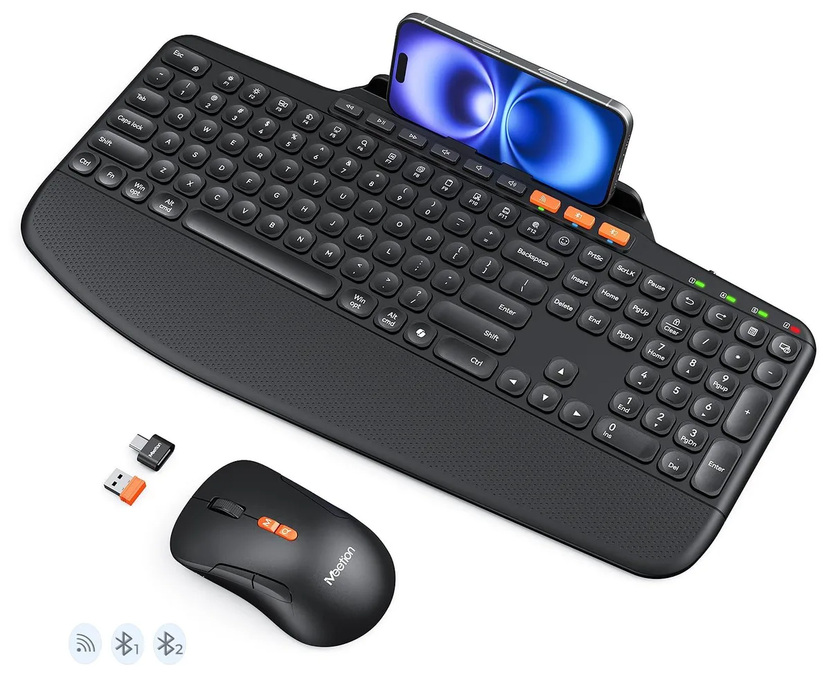 Motion Ergonomic Keyboard Mouse Combo with Tablet Holder — product photo