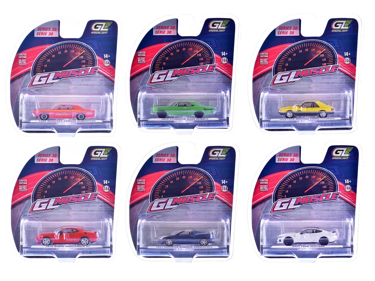 GREENLIGHT GREENLIGHT "GreenLight Muscle" Series 30 6-Piece 1/64 Diecast Car Set — product photo
