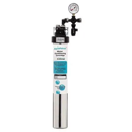 Silver aluminium water filtration housing, 25 1/4 in tall, gauge included