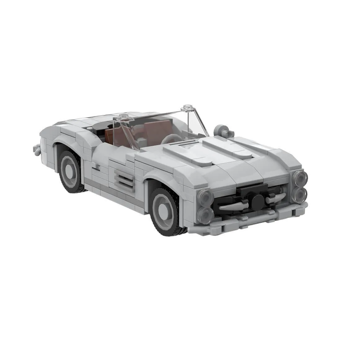 Colourful plastic building bricks in a roadster car model box