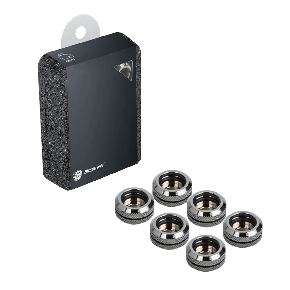 Bitspower Bitspower BP-BSEML16-6P G1/4" Multi-Link Fitting 16mm OD Black Sparkle 6-pack — product photo