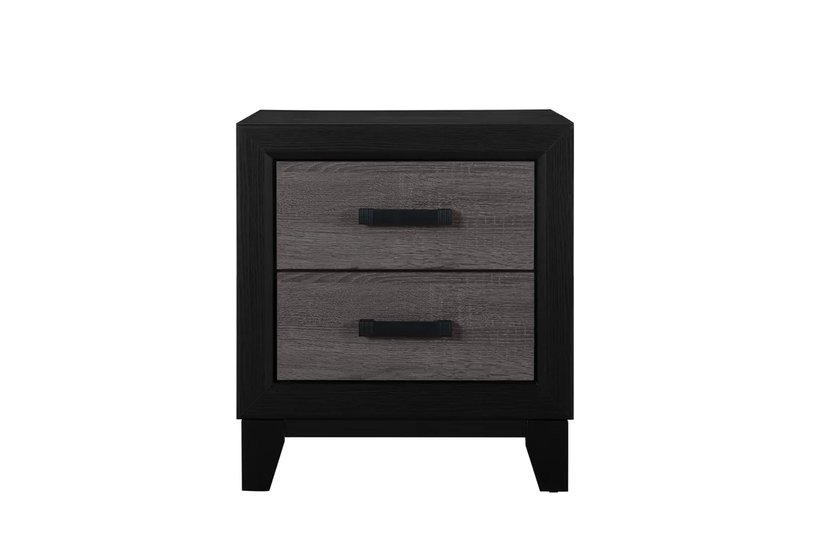 tuphen tuphen Grey and Black Nightstand 2-Drawer Bedroom Set — product photo