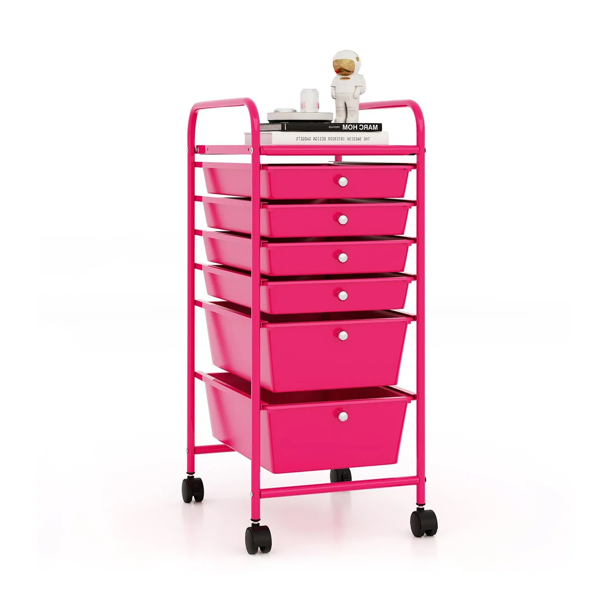 SlickBlue SlickBlue 6-Drawer Rolling File Cabinet Pink 17 x 13.5 x 30 — product photo