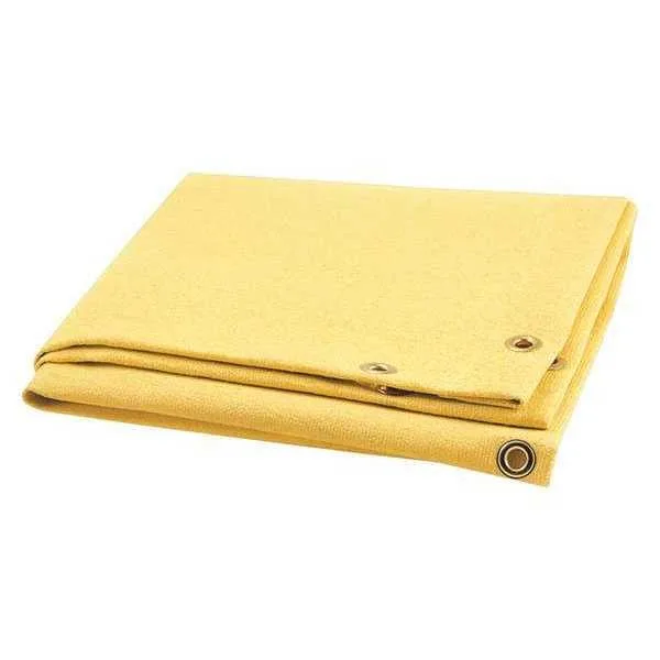 Yellow fiberglass welding blanket 10 by 10 feet with corner grommets