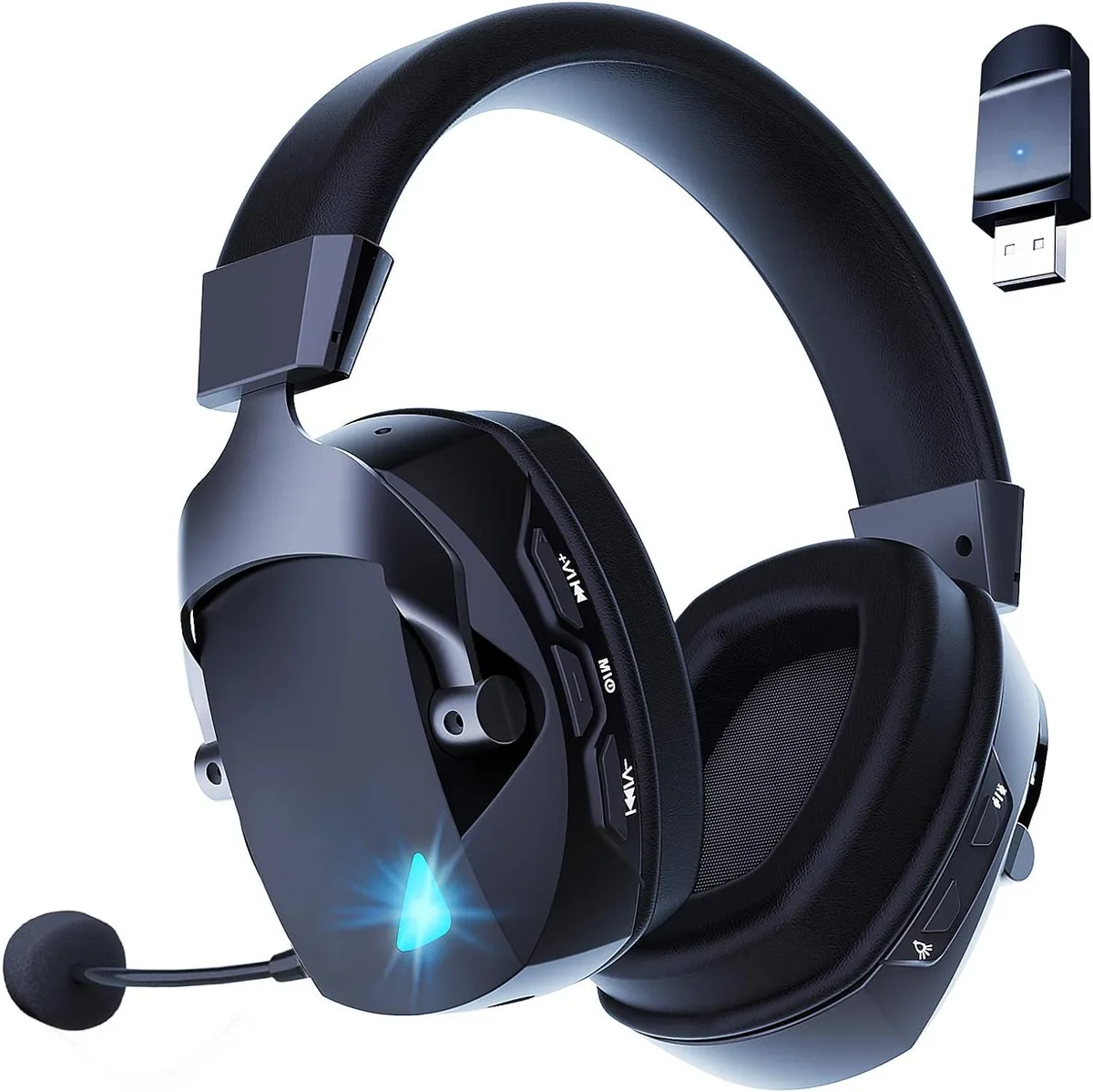 Ruixi Ruixi BL100PRO gaming headset, 2.4G Bluetooth USB 3.5mm wired, 50mm drivers, detachable mic, black — product photo