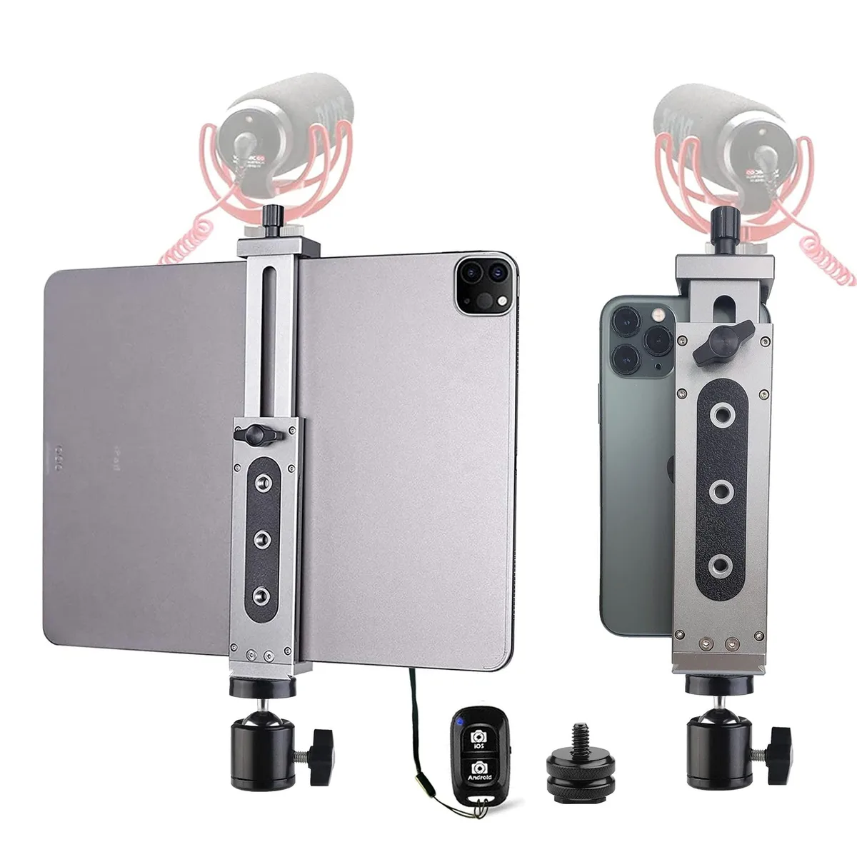 BoYata BoYata Aluminum Tablet Tripod Mount with Cold Shoe &amp; Bluetooth Shutter 3.74-9.05 — product photo