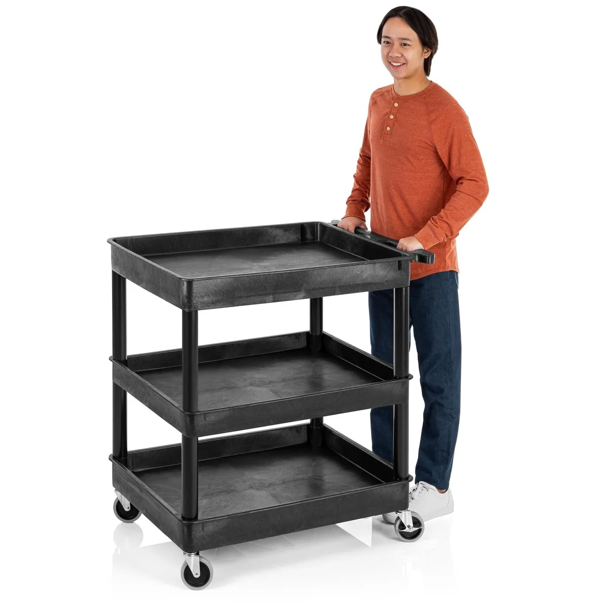 Stand Steady Stand Steady Tubstr Large 3 Shelf Utility Cart Black — product photo