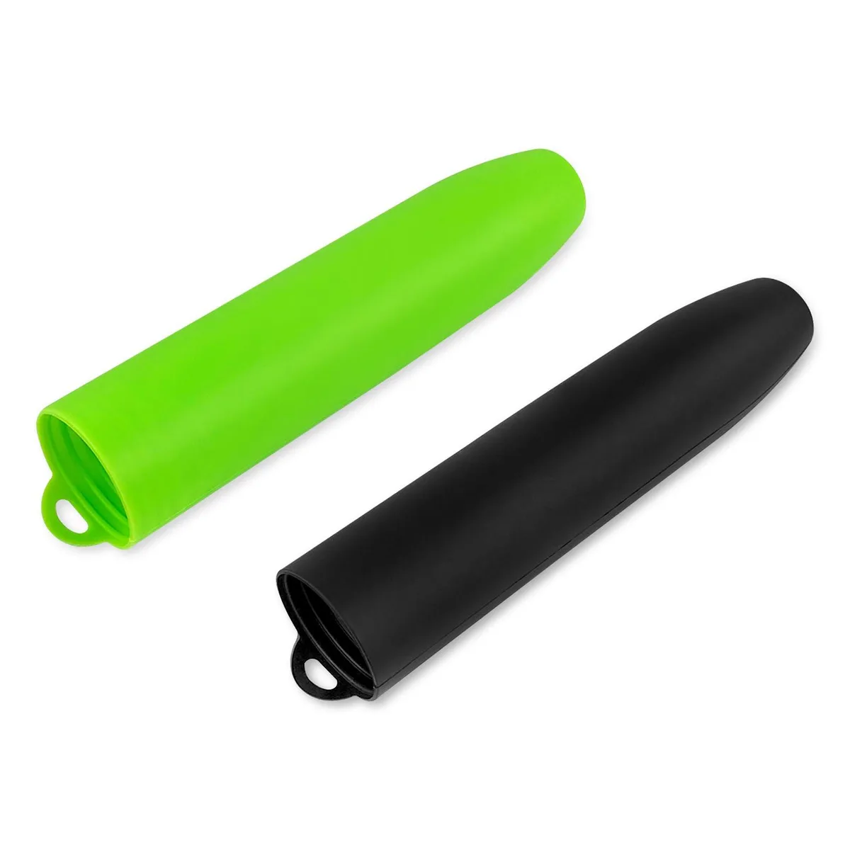Black and green silicone garlic roller tube with raised interior bumps