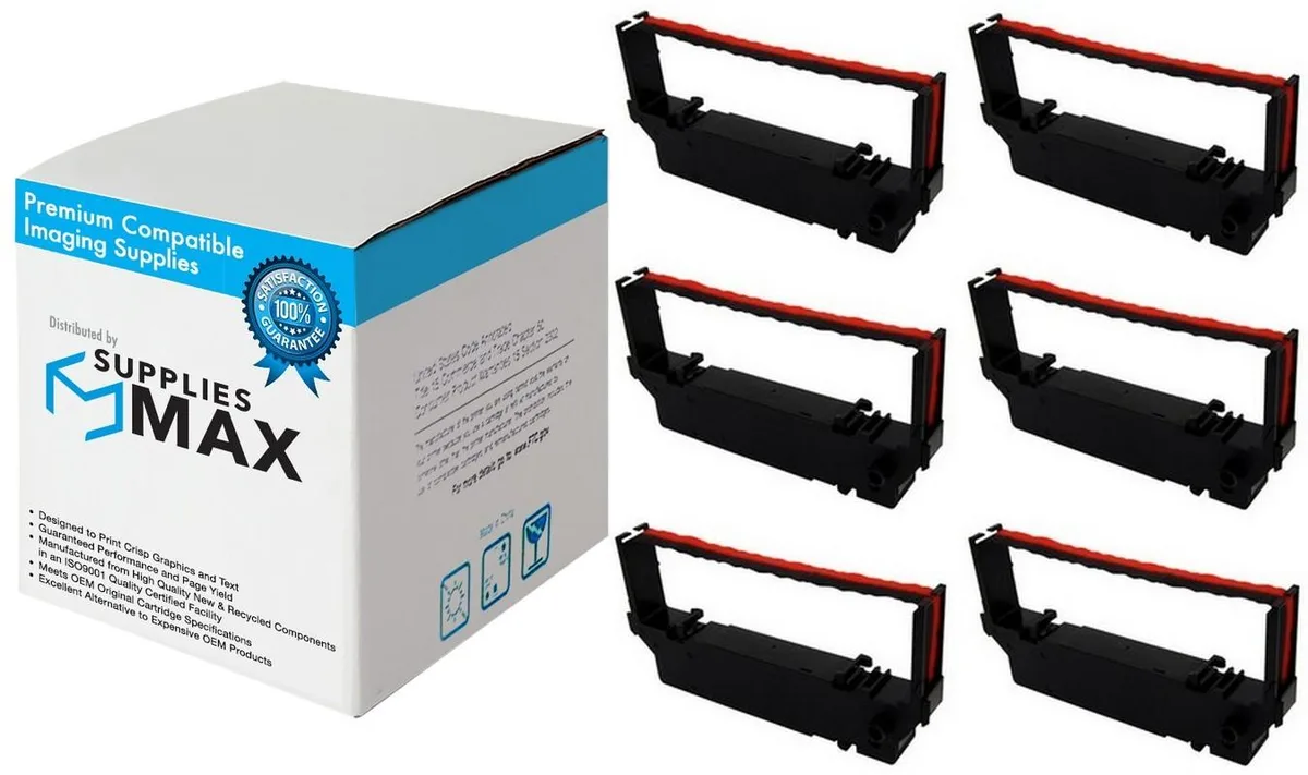 SuppliesMax SuppliesMax Printer Ribbon Black/Red 6/Pack RC-700BR — product photo