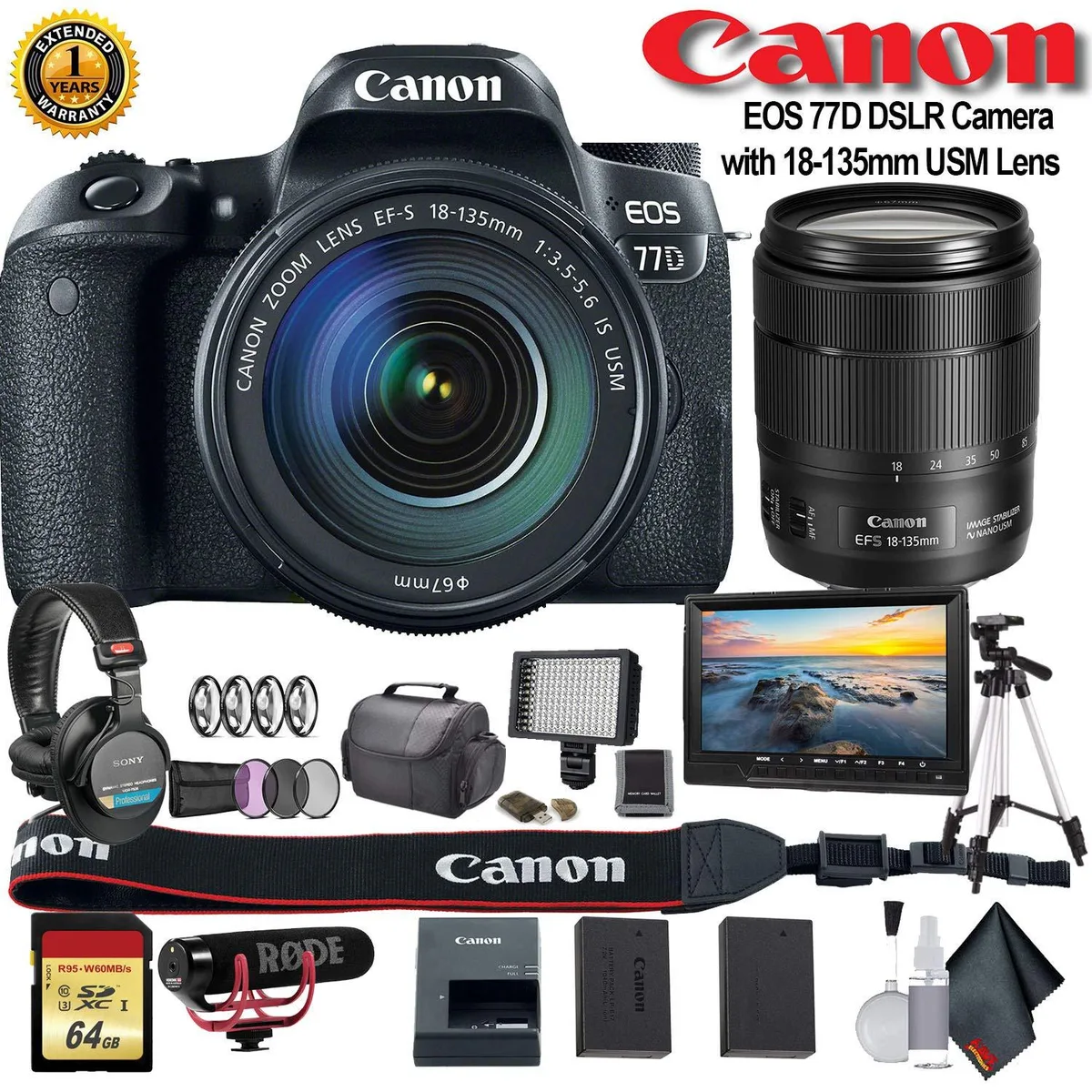 Canon International Canon International EOS 77D DSLR Camera with 18-135mm USM Lens Professional Bundle — product photo