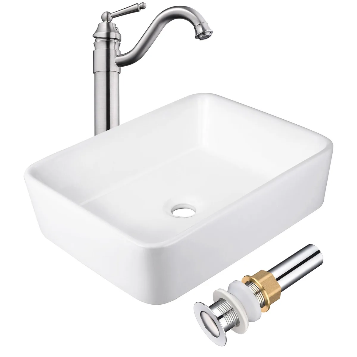 Yescom USA, Inc. Yescom USA, Inc. 81SET010-13BB-490RTG Undermount Bathroom Sink with Faucet — product photo