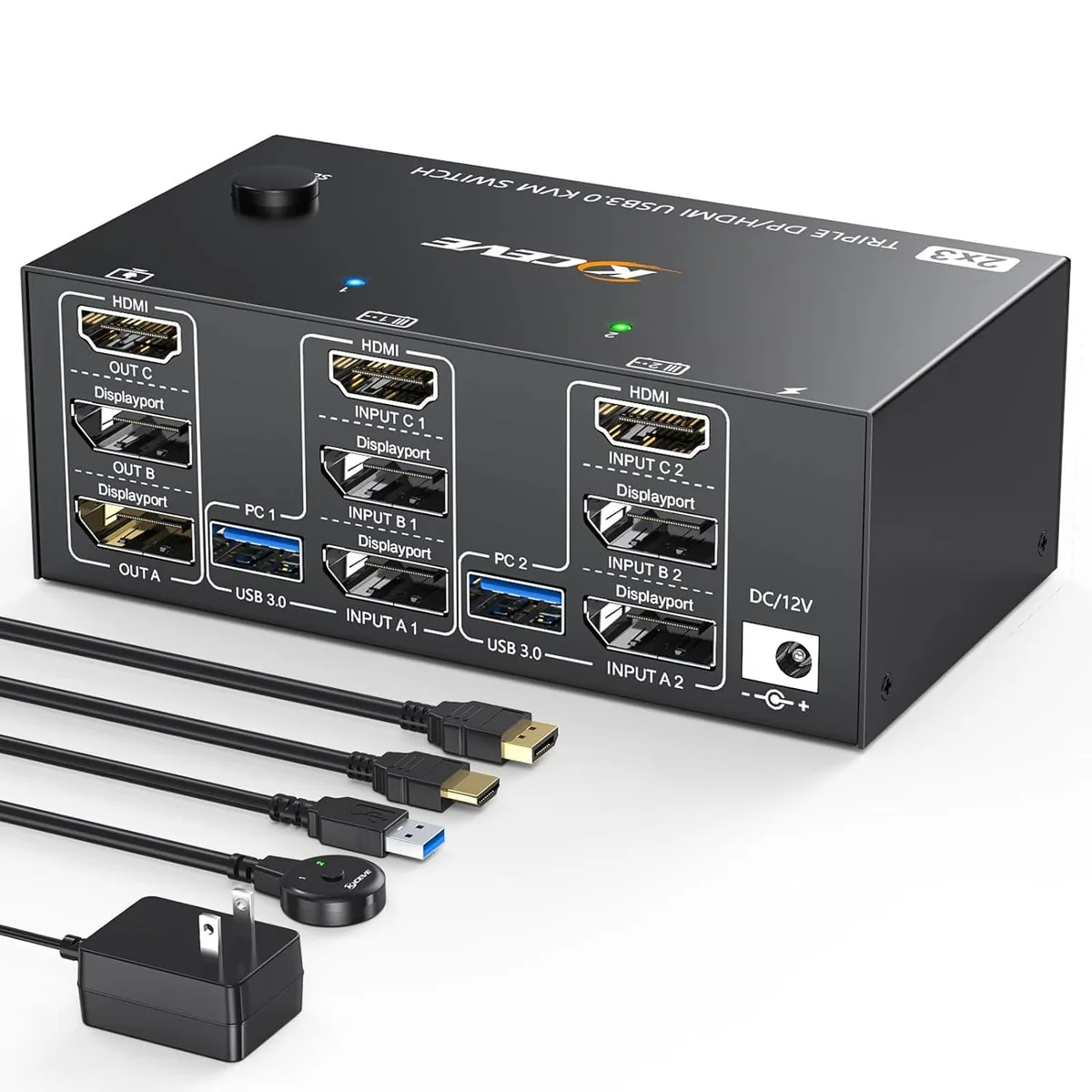 SMA SMA Triple Monitor KVM Switch 2 DP 1.4 + HDMI 2.1 8K@60Hz/4K@144Hz — product photo