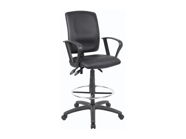 BOSS Office Products BOSS Office Products B1647 Drafting Stool LeatherPlus Black 26-29.5" seat height 250 lbs — product photo