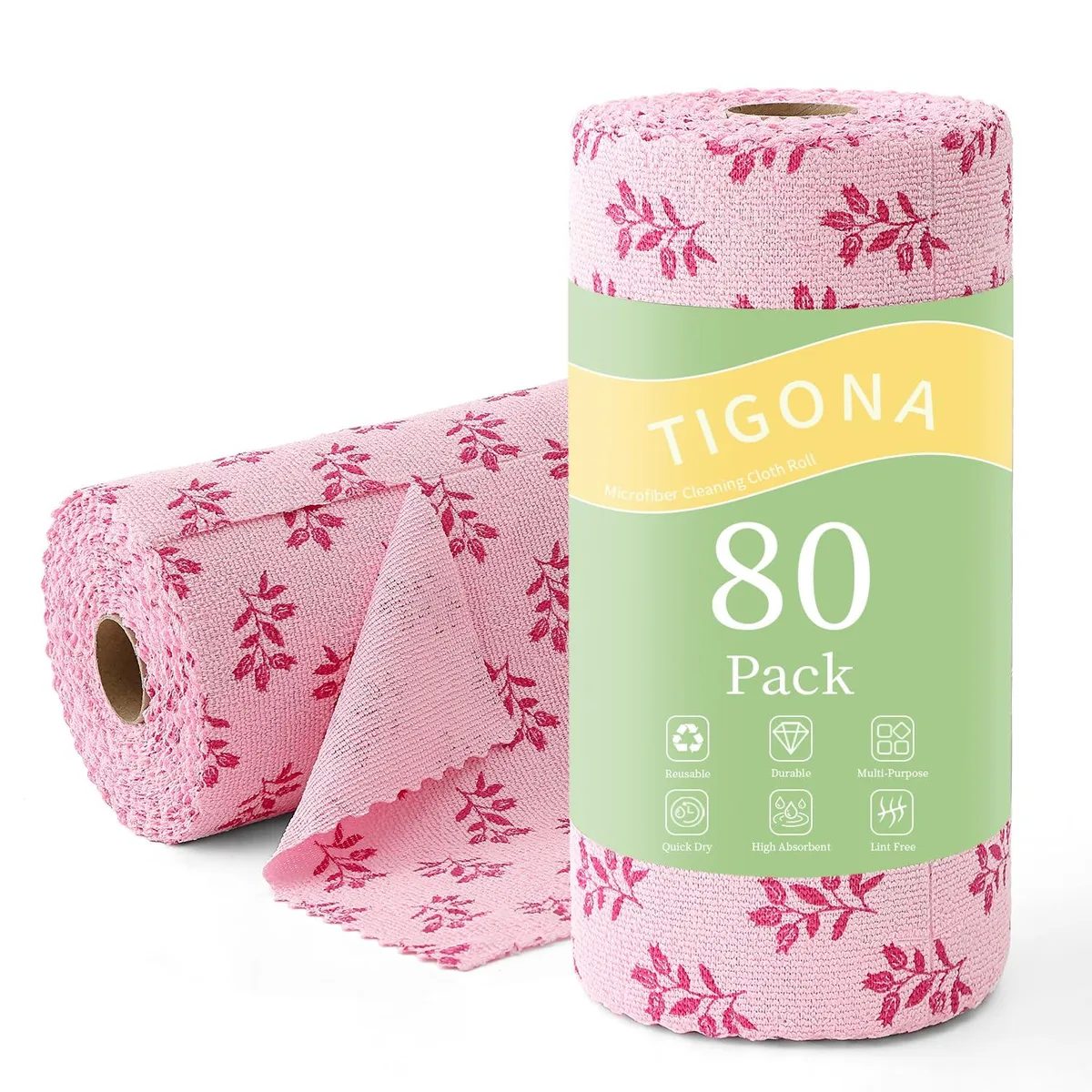 Baldwin Microfiber Cleaning Cloth Roll 80 Pack 12 in x 12 in Floral Pink — product photo