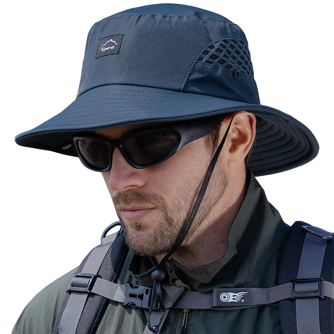  Fishing Hat UPF50+ Wide Brim Black One Size 57-60cm — product photo