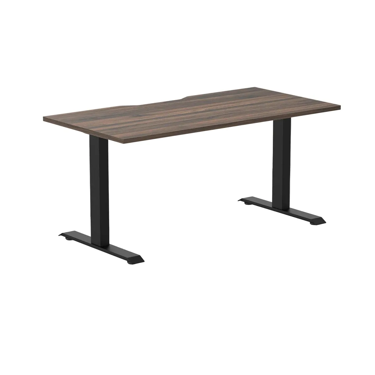 Desky Desky Zero Scalloped Laminate Office Desk Burnished Wood Matte Black 59.1 x 29.5 in — product photo