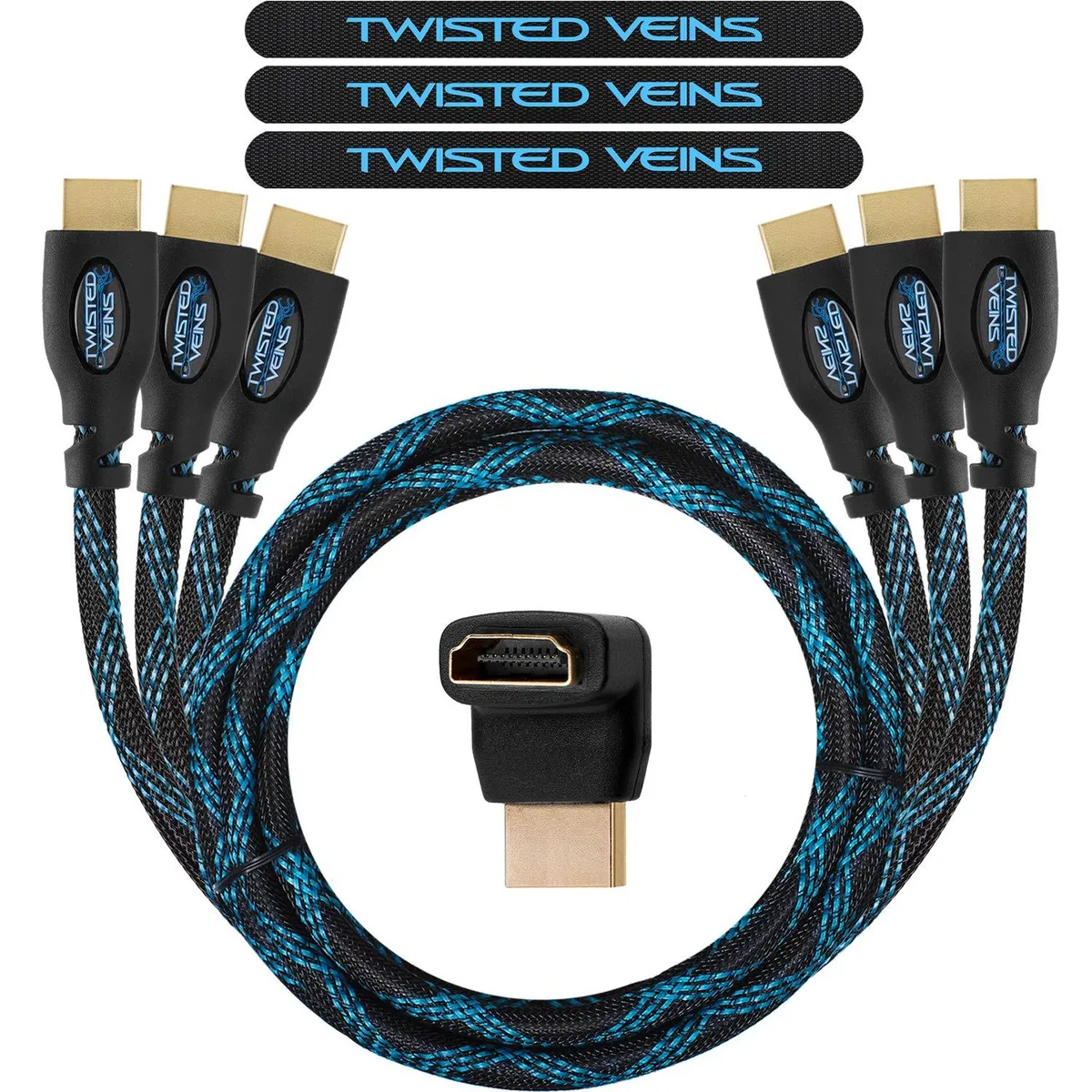 Keyence Keyence HDMI cable 6 ft 3-pack 270° left angle adapter audio video converter — product photo