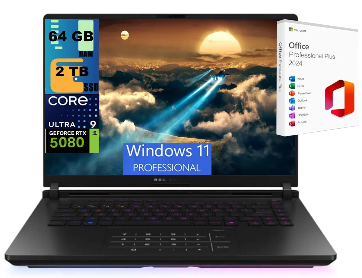 ASUS ASUS ROG Strix G16 gaming laptop 16" 2.5K 240Hz Core Ultra 9 275HX RTX 5080 64GB 2TB — product photo