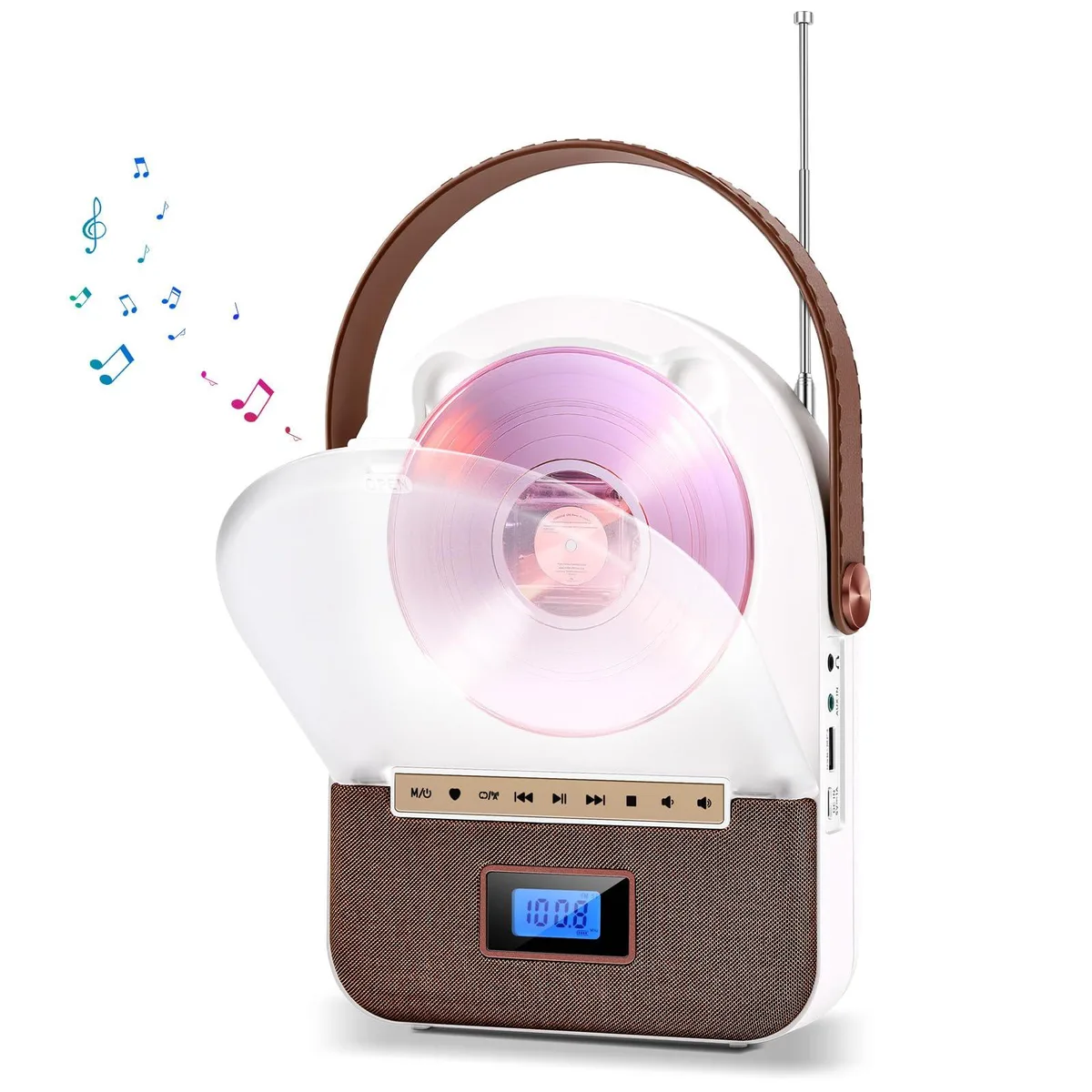 Portable CD Player Bluetooth 5.3 FM Radio White — product photo