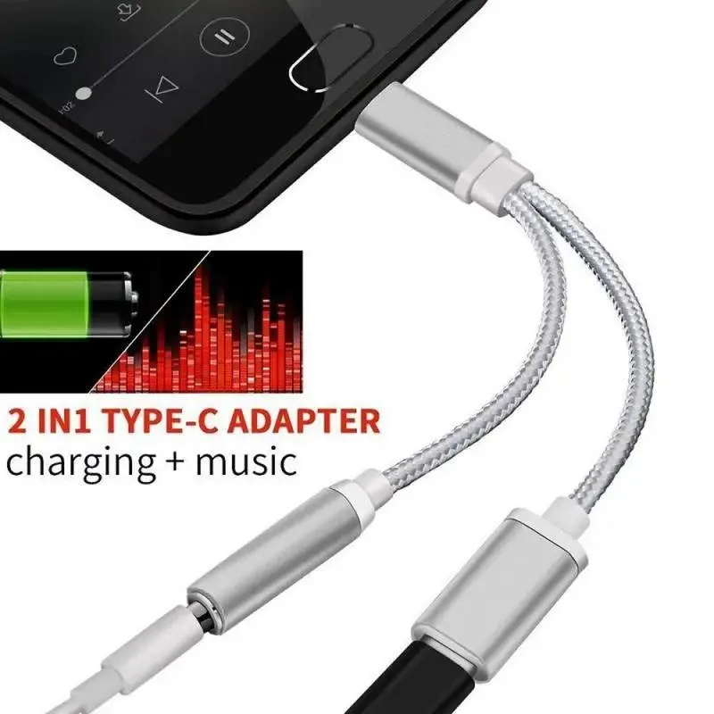 Hetai Tech Hetai Tech 2-in-1 USB-C to 3.5mm Audio &amp; Charging Cable — product photo