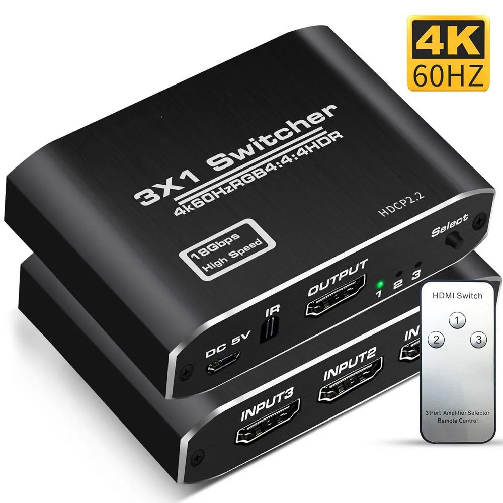 ESTONE ESTONE OZQ3-1 3-Port HDMI 2.0 Switch 4K@60Hz 18.5Gbps — product photo