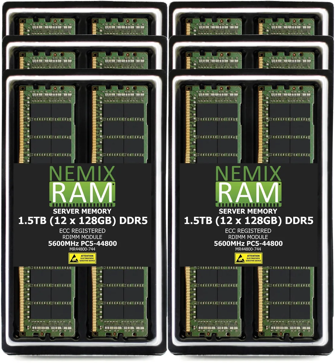 NEMIX RAM NEMIX RAM 1.5TB 12x128GB DDR5 5600 CL46 4Rx4 ECC RDIMM memory upgrade for Dell PowerEdge XE9685L — product photo