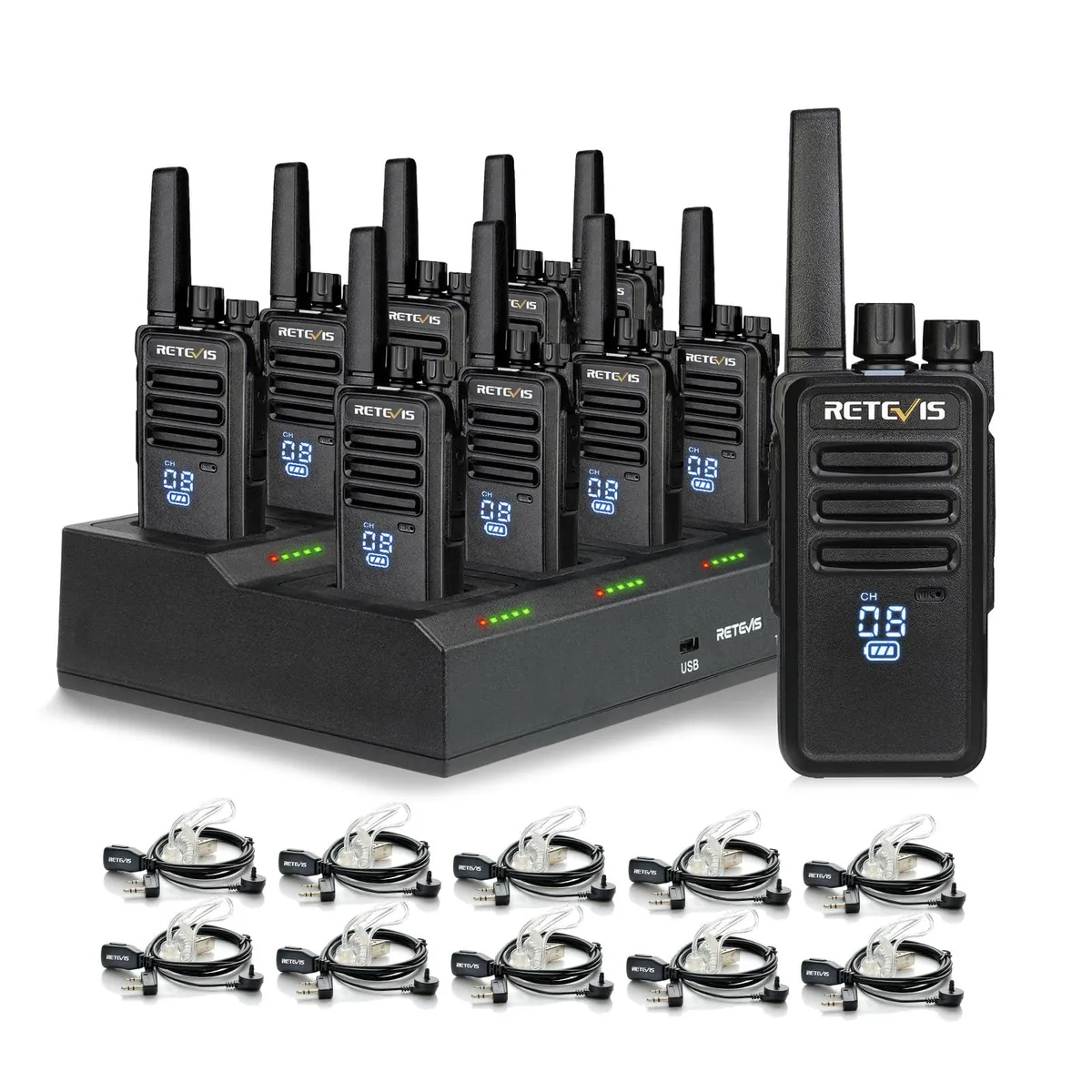 KEHIPI KEHIPI RT68H two-way radio 10-pack with 10-way charger — product photo