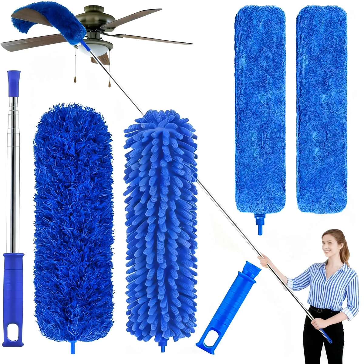  Metra Microfiber Duster Kit 6PCS 100" Telescopic Pole Blue — product photo