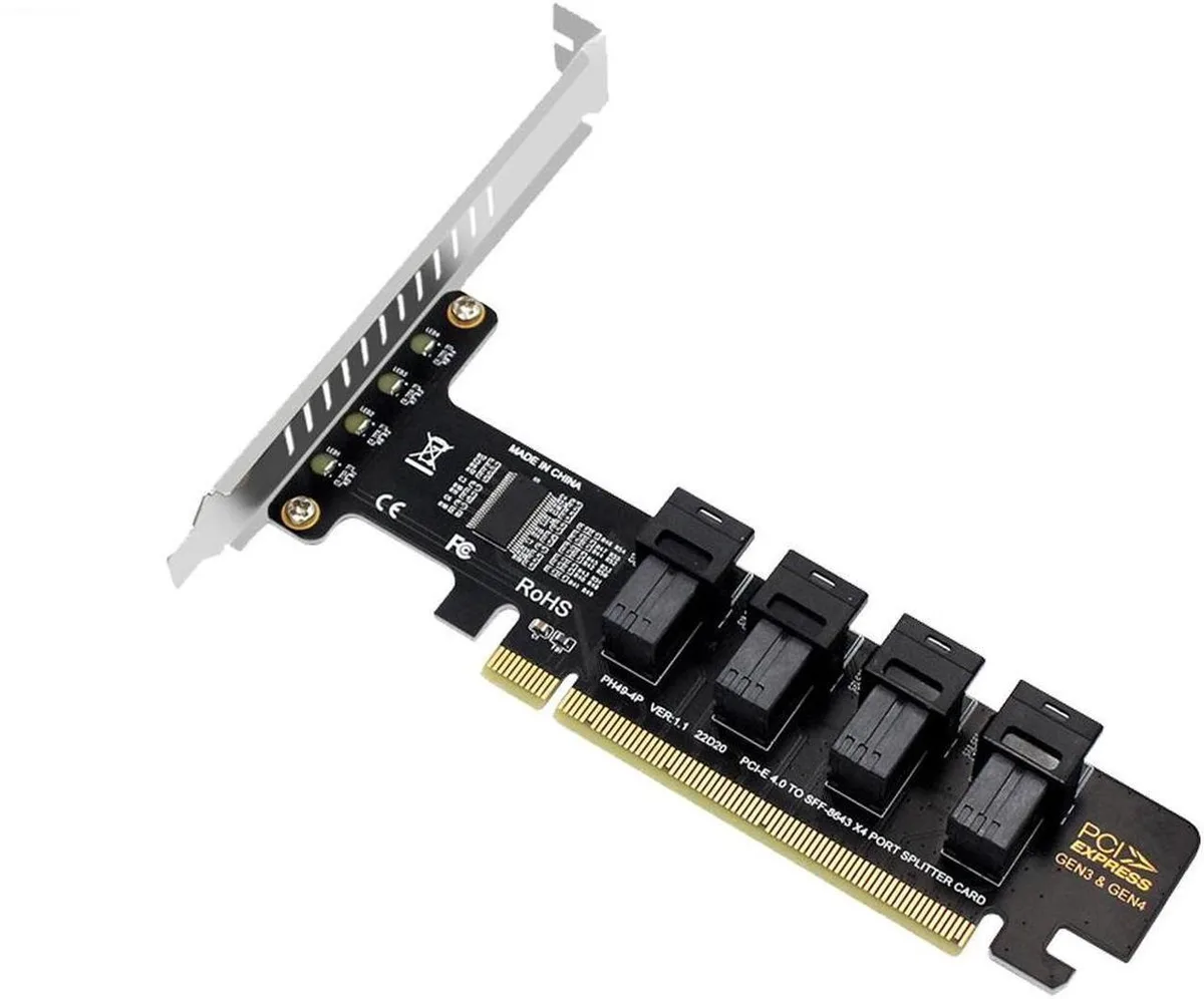 Vszerda Vszerda Quad U.2 NVME PCIe 4.0/3.0 x16 Expansion Card — product photo