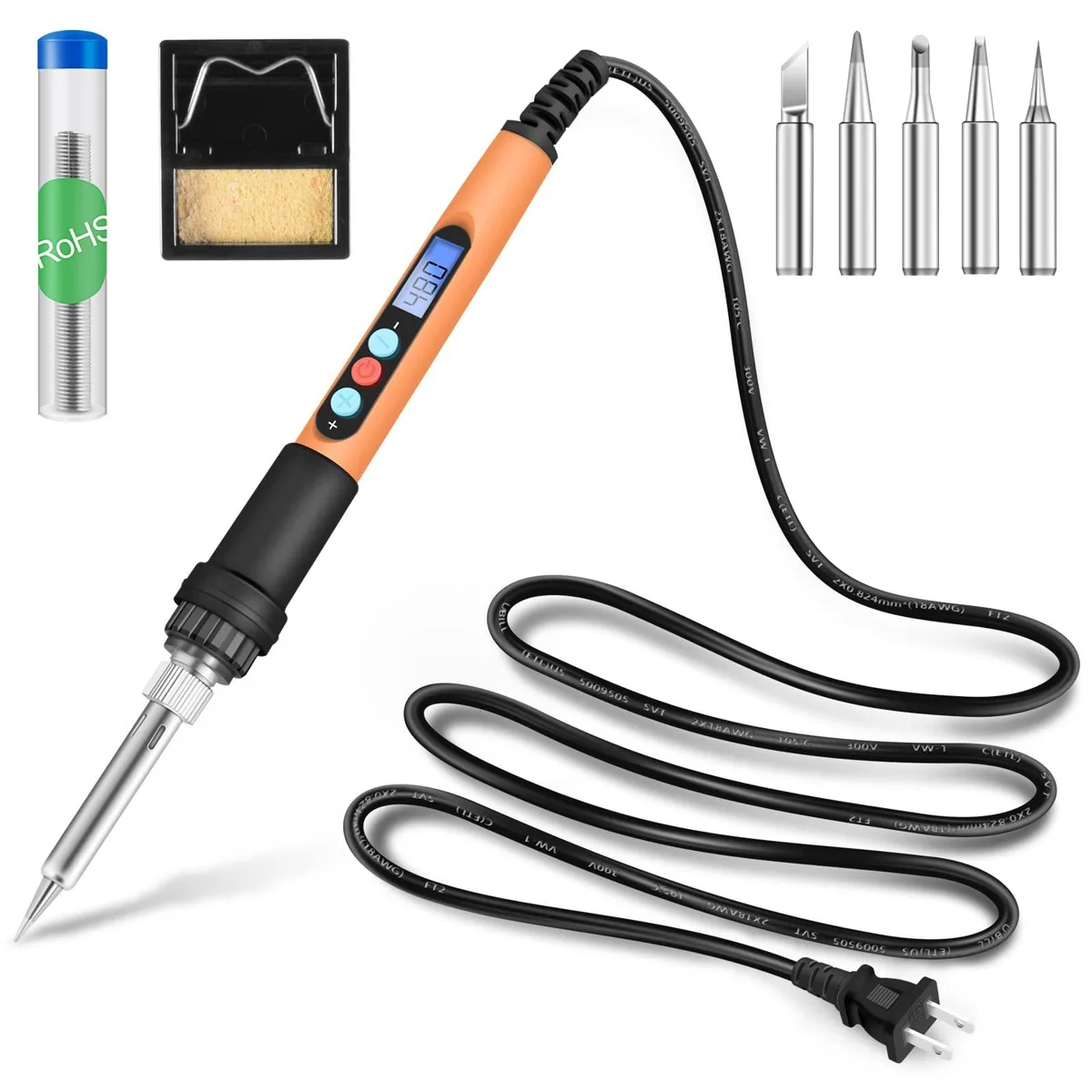  HANDSKIT 90W 110V Soldering Iron Kit LCD 180-480°C 356-896°F 5 Tips — product photo