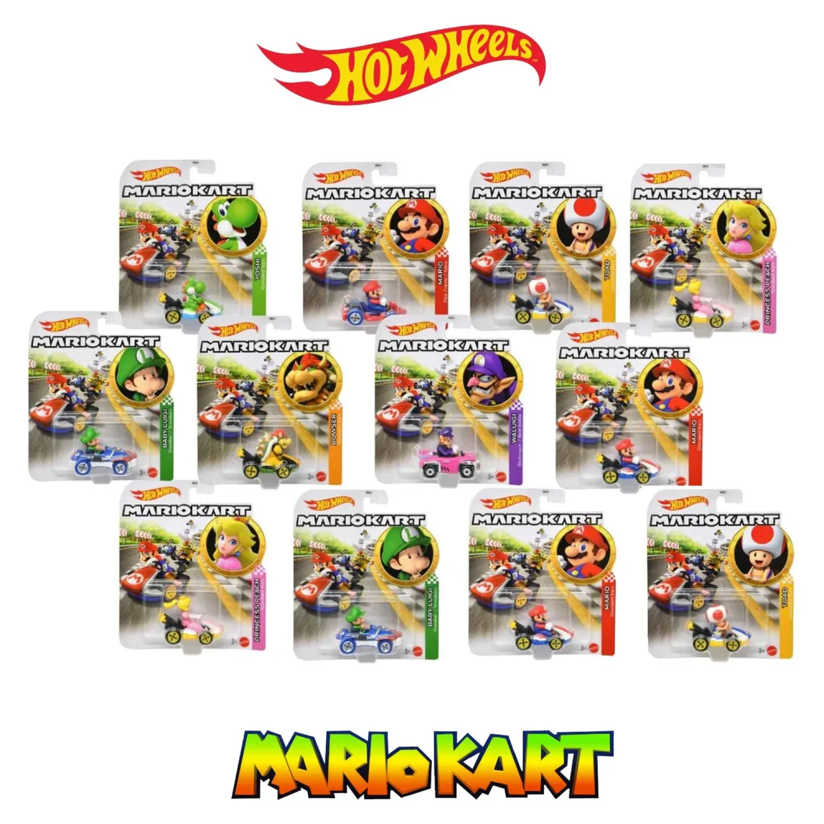 Mattel Mattel Hot Wheels Mario Kart 1:64 Scale Mystery Random Assortment Pack of 12 Vehicles — product photo