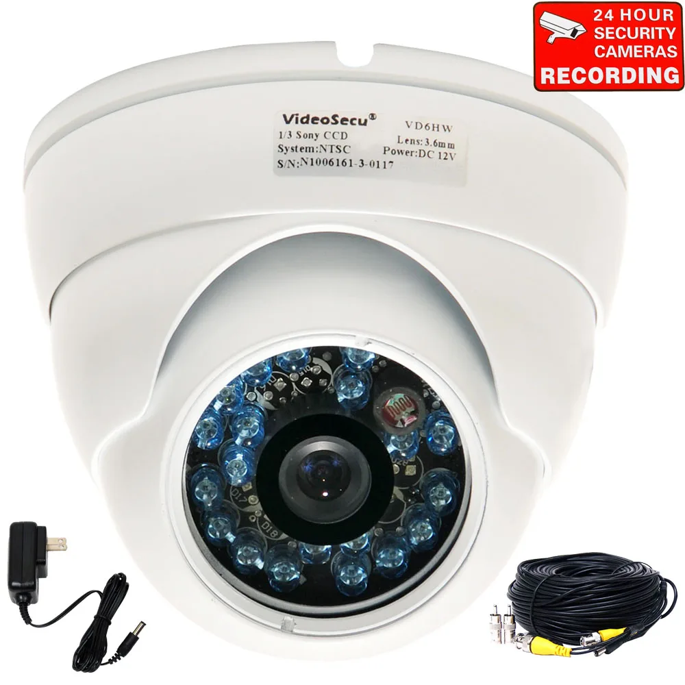 VideoSecu VideoSecu VD6HWKCW 600TVL 3.6mm 65ft IR White — product photo