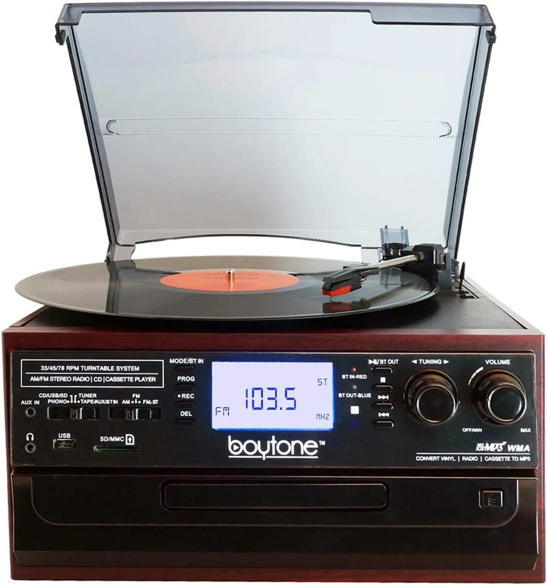 Boytone Boytone BT-22C 33/45/78 RPM Turntable Audio Component — product photo