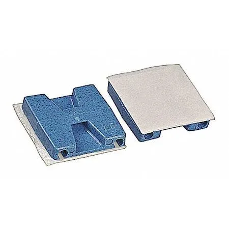 Blue square nylon cable tie mount with adhesive back, 1.13 in sides