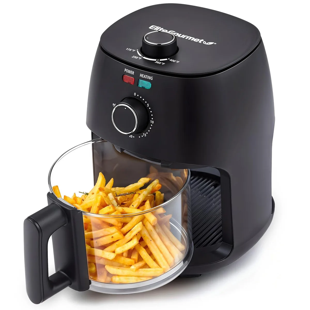  NutriChef Elite Gourmet EAF2305 Glass Air Fryer 2.3L White 1200W — product photo
