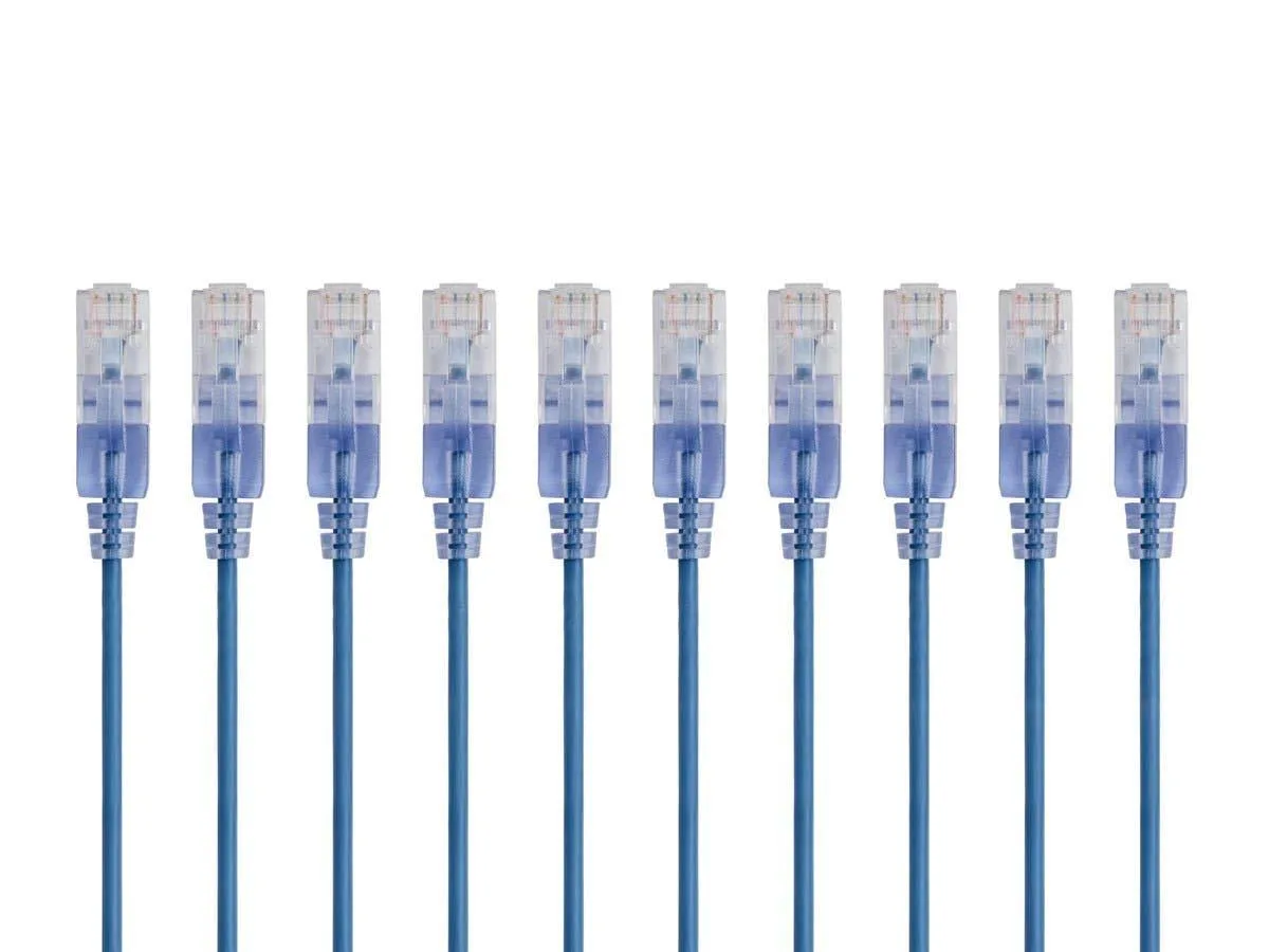  Monoprice 129454 Cat6A network ethernet cable 10-pack .5 ft 30AWG blue — product photo