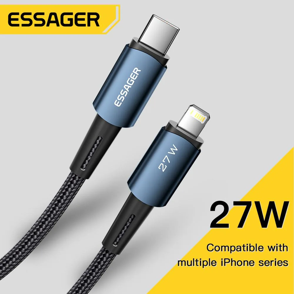 ESTONE ESTONE Essager CGI27W USB-C to Lightning Cable 27W 3A 480Mbps 6.6ft Blue — product photo