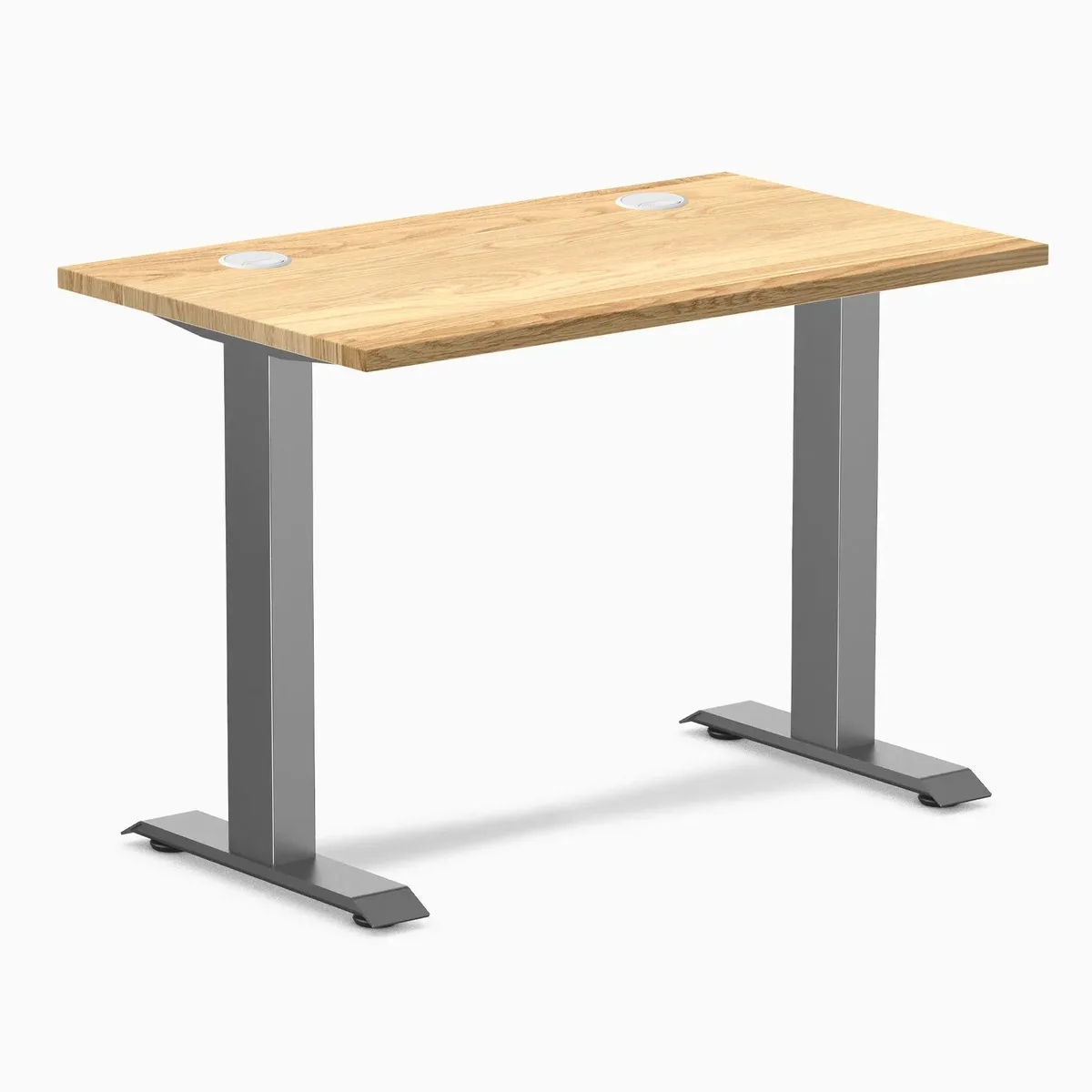 Desky Desky Zero Mini Hardwood Desk White Oak Space Gray 40 x 24 in with Grommets office furniture — product photo