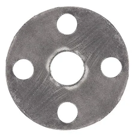 Gray graphite full-face flange gasket with stainless steel insert, 11 inch outer diameter, eight bolt holes