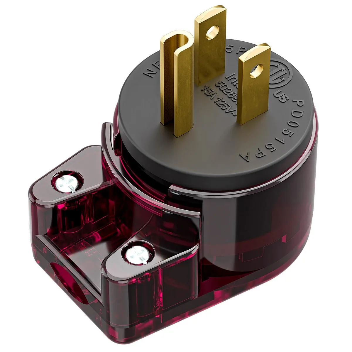LORDWORLD LORDWORLD NEMA 5-15P 360° Rotatable Right Angle Plug 15A 125V Red Black — product photo