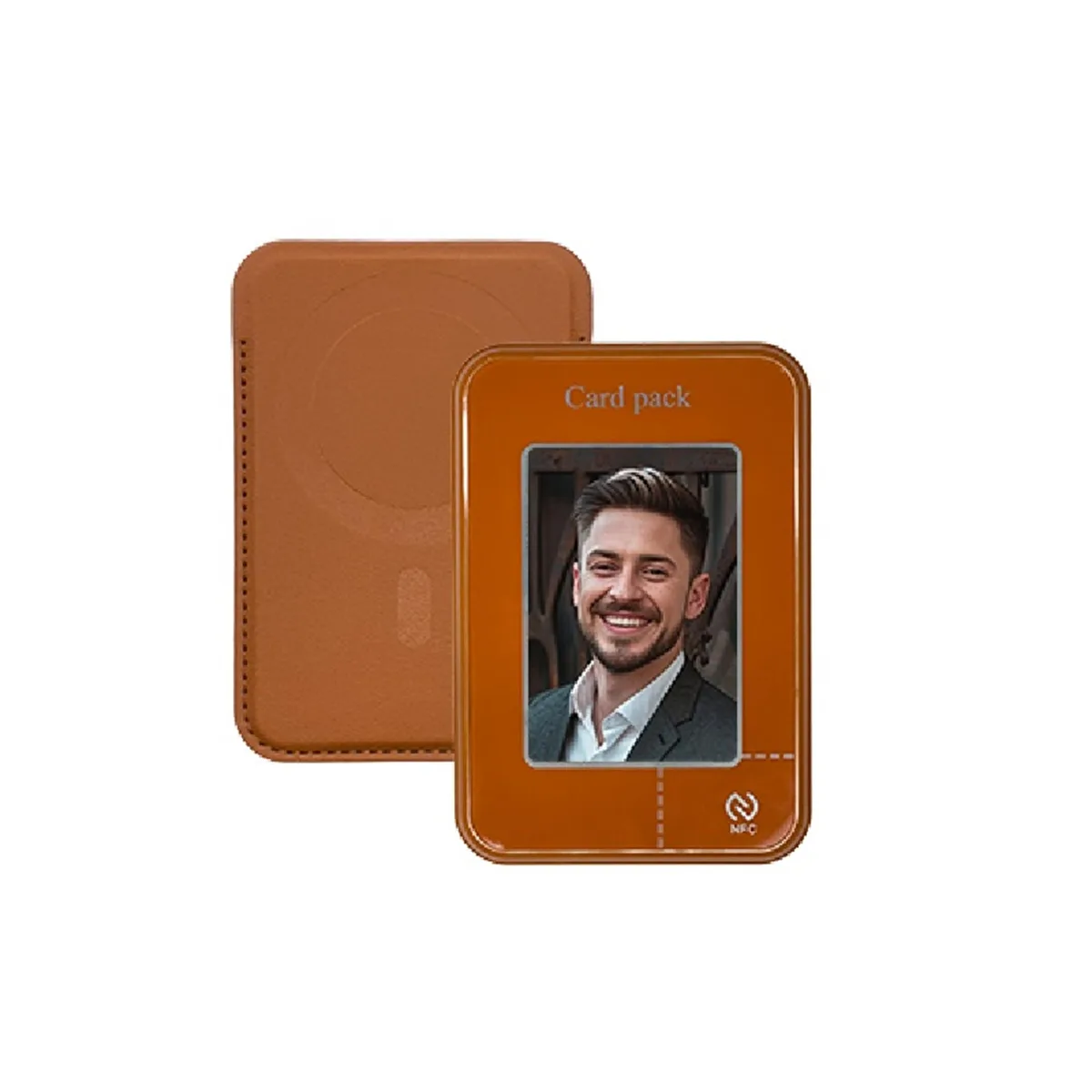 NO. NO. NFC Smart Display MagSafe Wallet Stand Orange — product photo
