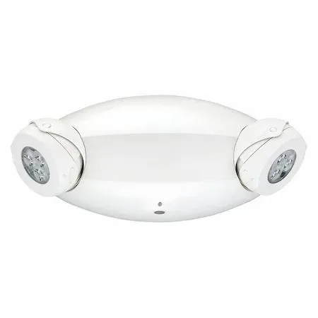 White rectangular plastic emergency light with two adjustable LED heads