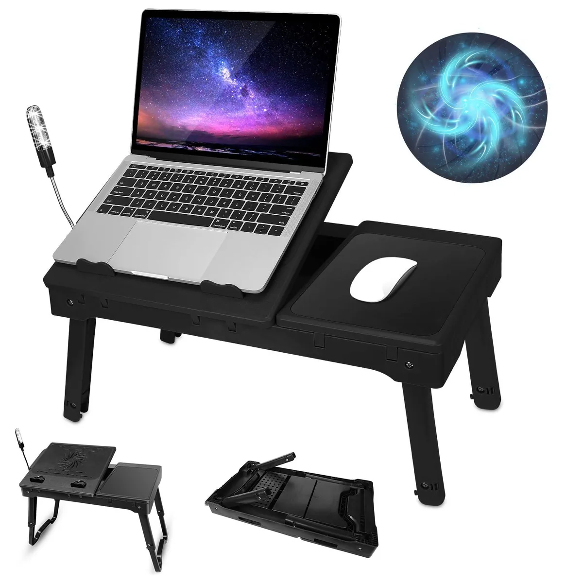 DNBeffulgent DNBeffulgent D653 Foldable Laptop Table with Fan, LED, 4 USB, Mouse Pad — product photo